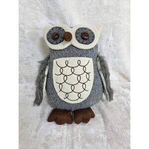 Kohl's Decorative Owl Door Stopper Figurine Gray White Brown